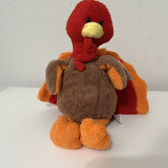 TY Pluffies Gobble the Turkey Plush Lovey 8” Beanie Stuffed Tylux 2007 - Picture 4 of 11